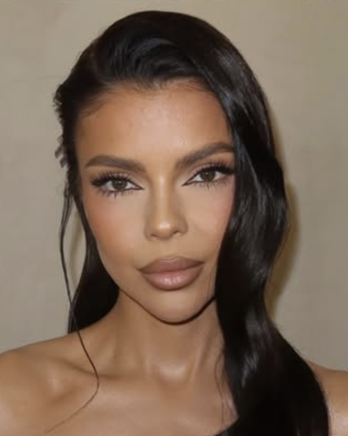 Front-facing polished makeup look